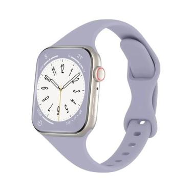 Imagem de Pulseira De Silicone Fina De Cor Sólida Para Apple Watch 40mm 44mm 45m