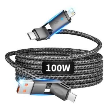 Imagem de Cabo de carregamento Firsting Braided 4 em 1 100W para iPhone 16/15/14