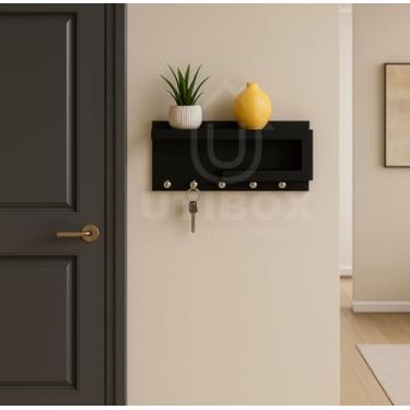 Imagem de Porta Chaves de MDF com Prateleiras e Ganchos (preto)