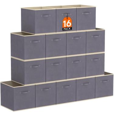 Imagem de Cubos de armazenamento Lifewit, 16 pacotes, 28 cm, dobráveis, cinza