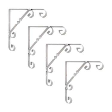 Imagem de Kit 4 Und Mão Francesa Colonial 25Cm em Aço Branco - MULTIVISÃO