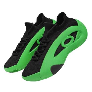 Imagem de Tênis Casual Masculino Slip-On com Design de Malha - Sapatos Mid Top Leves e Respiráveis, Solado Acolchoado para Caminhada, Acampamento & PVC/Tecido Superior (Branco/Preto) sem Cadarço, Sapatos Para Homens (Preto/Verde, BR, Adulto, Numérico, 37)