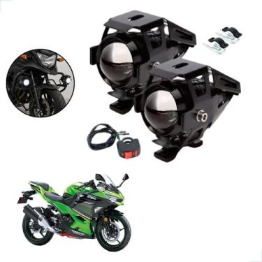 Imagem de Kit Farol de Milha LED U5 Moto Kawasaki Ninja 400 2017 a 2022 Super Br
