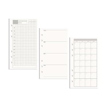 Imagem de AxeWoodz Refil de papel A6, pacote com 3, sem data, diariamente, semanal, mensal, inserções para fichário de 6 furos, refis de papel de enchimento perfurado, 135 folhas/270 páginas, papéis