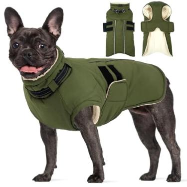 Imagem de Jaquetas para cães de médio e grande porte, casaco de inverno impermeável com arnês, gancho ajustável refletivo e laço quente para o clima frio