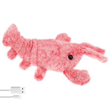 Imagem de 1 peça/2 peças, brinquedo de lagosta flexível com carregamento USB, lagosta, brinquedo interativo, simulação resistente ao desgaste, com bateria embutida de 300 mAh para cães e gatos