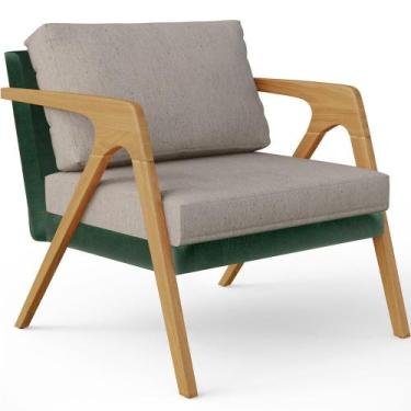 Imagem de Poltrona Para Sala Estar Pietra Facto Verde Musgo Bege - LYAM DECOR