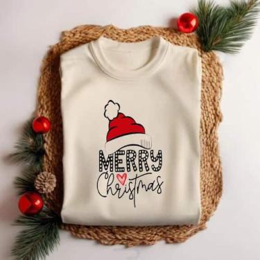 Imagem de Camiseta Blusinha Merry Christmans Gorrinho Modinha Fofa Natal Festas 