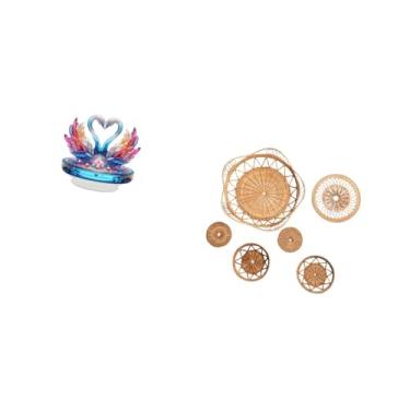 Imagem de Fenteer Escultura de Mesa de Cisne em Acrílico E Arte de Parede em Rattan Trançado, Peça Central Exclusiva para Decoração de Escritório, Quarto, Corredor, Sal