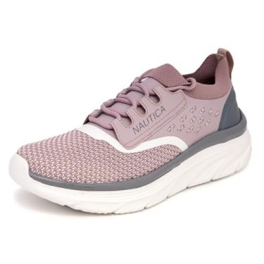 Imagem de Nautica Tênis de corrida feminino moderno com cadarço casual com amortecimento máximo, Lilás claro, 40