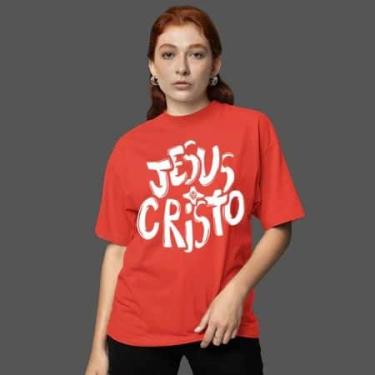 Imagem de Camiseta Oversized Feminina Estampa Evangelica Jesus Cristo Yeshua Leã