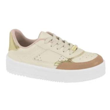 Imagem de Tênis Moleca Off Nude Dourado Leve e Confortável, Branco, Off, Nude, D