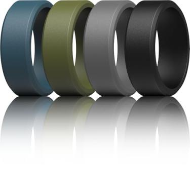 Imagem de Anéis de casamento de silicone unissex, alianças de noivado de borracha chanfrada - pacote variado de 1/4/7, 6.5 - 7 (17.35mm), Silicone, Sem pedra preciosa