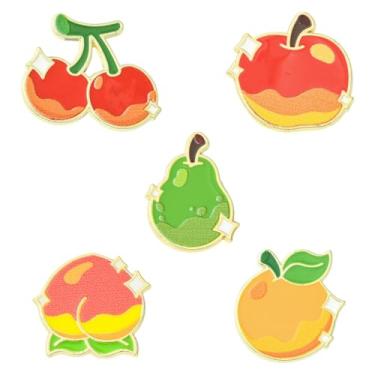 Imagem de UR URLIFEHALL 10 peças, 5 estilos, emblemas de esmalte de frutas, cereja, maçã, pêssego, broche de lapela para roupas, chapéu, jeans, bolsa, mochilas decorativas artesanais