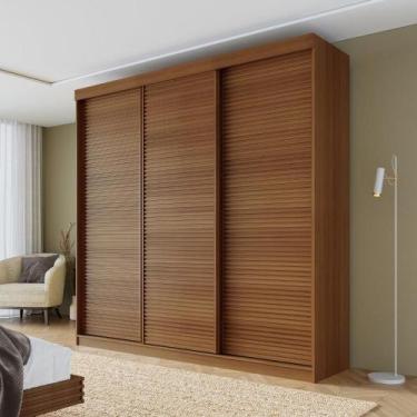 Imagem de Guarda-roupa Casal 3 Portas de Correr Ripadas Samambaia Cabecasa Madei