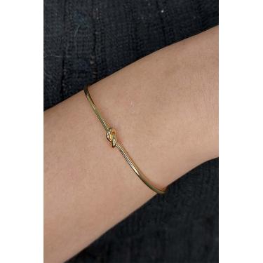 Imagem de Bracelete Fino com Nó Banhado em Ouro 18k