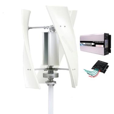 Imagem de HUIZHITENGDA Kit de gerador de turbina eólica, vertical 9000W 3 lâminas energia moinho eólico Coreless turbina eólica conjunto com conversor/controlador do inversor para casa (12V-220V),24v