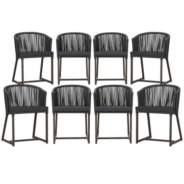 Imagem de 8 Cadeiras De Jantar área Noronha Marrom E11 Trama Original Preto