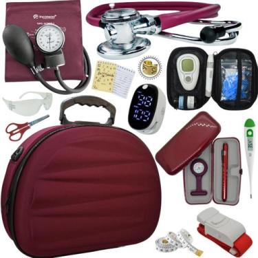 Imagem de Kit Enfermagem Maleta Super Luxo Aparelho Pressao Estetoscopio Aneroid