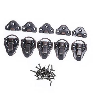 Imagem de Trava ferrolho liga antiga bloqueio de ferragem alternância trava trava prendedor de fivela segura para caixas de objetos pequenos casas de bonecas caixas de ferramentas material (Bronze Vermelho)