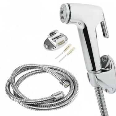 Imagem de Ducha Higiênica Completa Em Inox - 120cm 1/2 com Mangueira Metálica Flexível e Suporte Alta Pressão, Giro 360°, Instalação Fácil e Kit com Acessórios Resistente à Corrosão e Vazamentos Banheiro Lavabo