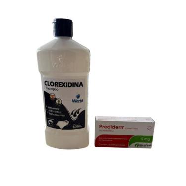 Imagem de Kit Cuidados Veterinários  Shampoo Clorexidina 500ml + Prediderm 5mg -