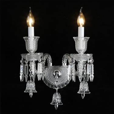 Imagem de Luminária de parede contemporânea de cristal com velas, LED, estilo europeu, luxuosa, para sala de estar, quarto, escritório, hotel, villa, corredor ou qualquer outro ambiente decorativo (B