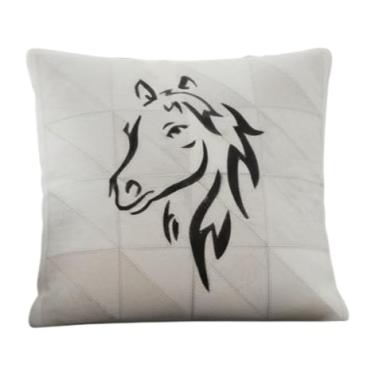 Imagem de NGF Capas de almofada geniune de couro bovino - Almofada de couro verdadeiro em couro de vaca (preto e branco, 40,6 x 40,6 cm)