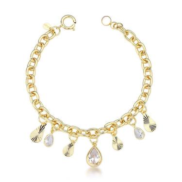 Imagem de Pulseira Feminina Banhada Em Ouro 18k Com Detalhes De Cristal - Acessório Premium