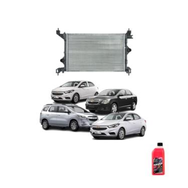 Imagem de Kit Radiador GM Cobalt Spin Prisma Onix 17 Mec + Aditivo Paraflu Rosa 1L