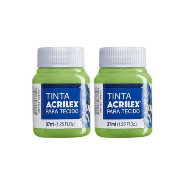 Imagem de Kit 2 Tintas Para Tecido Acrilex 37ml | Fosca, Alta Cobertura, Fixação a Frio, Ideal Para Artesanato, Roupas e Decoração em Algodão (Folha 510)