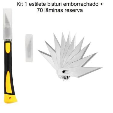 Imagem de Kit Estilete Emborrachado de Precisão + 70 Lâminas Reserva - Alpha Web