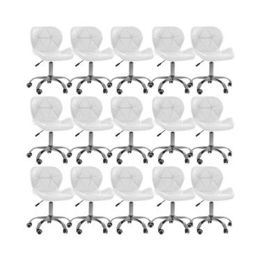 Imagem de Kit 15 Cadeiras Office Eiffel Slim Com Base Giratória E Ajustável Branco