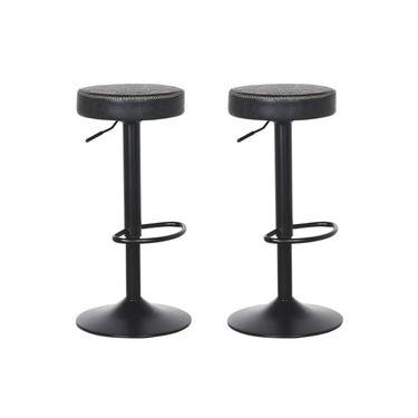 Imagem de Conjunto 2 Banquetas Altas Estofadas Para Cozinha Balcão Bancada Ilha Giratória Viena Preto