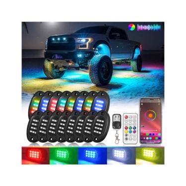 Imagem de Kit de luzes LED RGB-IC 16Pods para caminhões, caminhonete, carrinho de golfe, quadriciclo, UTV RZR, Offroad, com controle remoto APP/RF, luz subjacente colorida colorida neon 12V à prova d'água