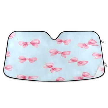 Imagem de ATTX Pára-brisas de carro pequenos arcos rosa 139.7 cm x 70.1 cm escudo solar universal com proteção UV, persiana de janela frontal automática dobrável para caminhões Sedans SUVs #231