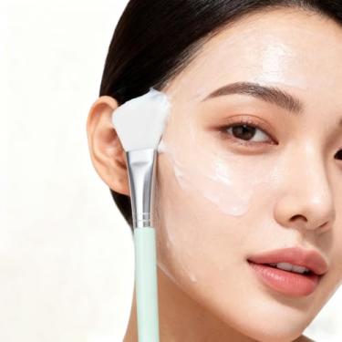 Imagem de 1 aplicador de máscara facial de silicone, aplicador de máscara facial flexível, ferramentas hidratantes sem pelos, escovas faciais macias para lama, argila, carvão (azul)