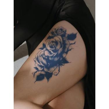 Imagem de Suco de ervas semipermanente beleza flor padrão duradouro 7-14 dias sem derramamento tatuagem não reflexiva braço pulso peito abdômen costas corpo tatuagem temporária adesivos 1 peça