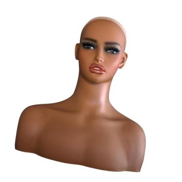 Imagem de Zialofi Modelo da cabeça do manequim fêmea Modelo Hat Helder Display Display Stand Wig Modelo Cabeça com ombro para a peruca de colar, Style B