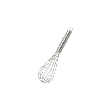 Imagem de Batedor Manual de Claras Fouet em Aço Inox, Cabo Branco Anatômico, 27,5cm x 5cm, para Uso Doméstico e Profissional, Ideal para Cremes e Massas