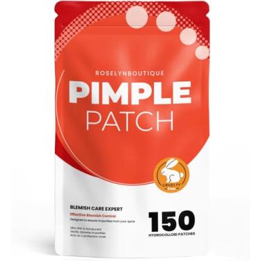Imagem de ROSELYNBOUTIQUE Adesivos de espinhas para o rosto - Adesivos hidrocolóides para acne para manchas de espinhas - Produtos veganos para cuidados com a pele sem crueldade para a pele (150 pontos)