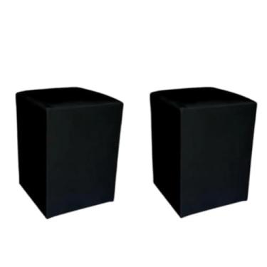 Imagem de Kit 2 Puff Banqueta Quadrado Macio Decorativo Fofo para DecoraçãO de Interiores com Enchimento Macio (PRETO)