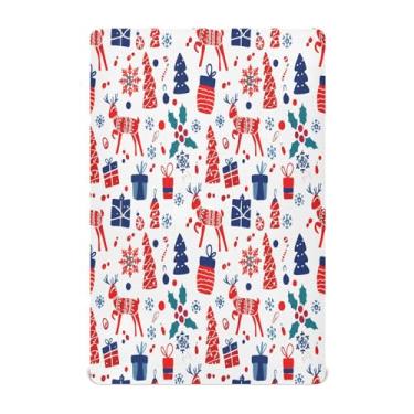 Imagem de JUZIHAI Lençol de berço de 99 x 68,5 cm, cervo de Natal, macio, respirável, elástico para meninos e meninas, lençol de brincar para berço padrão e cama de criança pequena