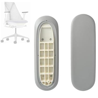 Imagem de Almofadas de braço de substituição para cadeira de escritório Herman Miller Sayl, descanso de braço fixo, vinil cinza claro (1 par)