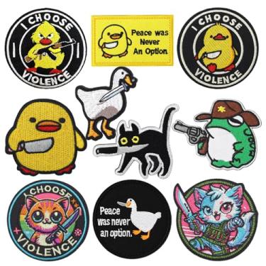 Imagem de Patch de 10 peças Peace was Never an Option - Meme de animais engraçados bordado tático militar com gancho e laço para mochilas, mochilas, lancheiras, jaquetas de trabalho, coletes, chapéus e mais