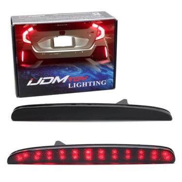 Imagem de Luzes refletoras de LED para para-choque iJDMTOY 24 SMD compatíveis com Honda Civic Hatchback 2017-up, SI ou Sedan tipo R, Função como cauda, lâmpadas de freioiJDMTOY 75-452-Smoked