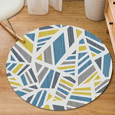 Imagem de Tapete redondo macio e moderno para quarto, sala de estar, estudo, mesa de centro, interior, exterior, estilo moderno, tapete curto de pelúcia, C, diâmetro 120 cm