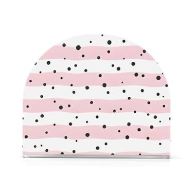 Imagem de Suporte de guardanapo rosa de bolinhas listradas, conjunto de 2, porta-guardanapos de coquetel de acrílico, porta-guardanapos de jantar