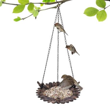 Imagem de Comedouros para Pássaros Exterior - Bandeja De Ferro Vintage Resistente Ao Com Alimento,Para Pendurar Decoração de Exterior,Para Atrair e Observar Beija-Flor e Tentilhão em Jardim Janela Telhado