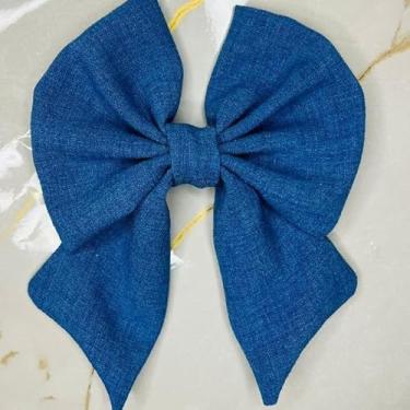 Imagem de Laço de Cabelo Feminino com Bico de Pato Adulto Acessório de Moda em para Penteados (AZUL JEANS LAÇO,INFANTIL)